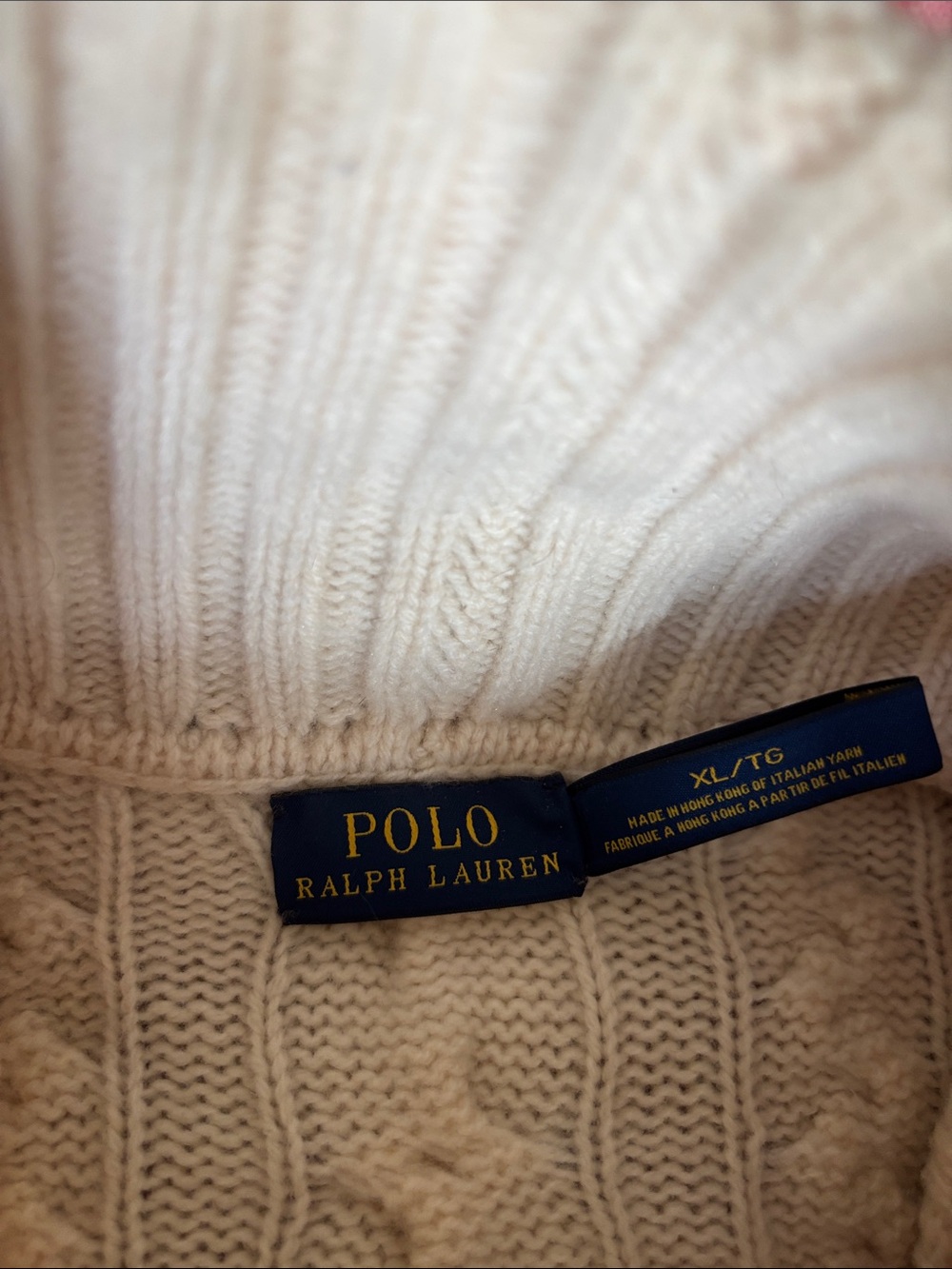 Polo by Ralph Lauren Cream Cable-Knit Turtleneck Sweater xl